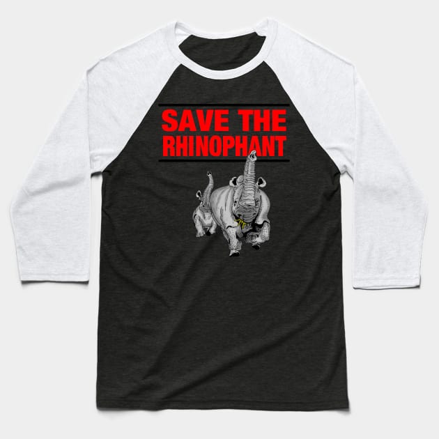 Save the Rhinophant Baseball T-Shirt by Johanmalm